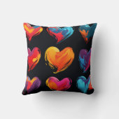 黒色彩の鮮やかハート クッション (裏面)