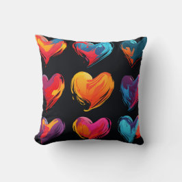 黒色彩の鮮やかハート クッション