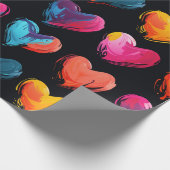 黒色彩の鮮やかハート ラッピングペーパー (角)