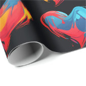 黒色彩の鮮やかハート ラッピングペーパー (ロールコーナー)