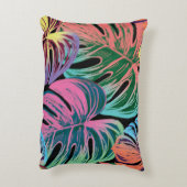 黒色彩の鮮やか上の熱帯モンス葉ラのカラフル アクセントクッション (裏面(縦))