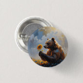 黒色性クマ油彩画 | 夢のような芸術 缶バッジ (正面&裏面)