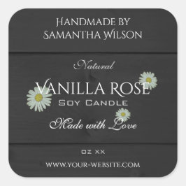 黒色木目製品包装ラベルデイジー スクエアシール