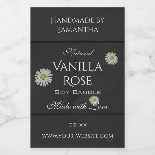 黒色木目製品包装ラベルデイジー フードラベル (シングルラベル)