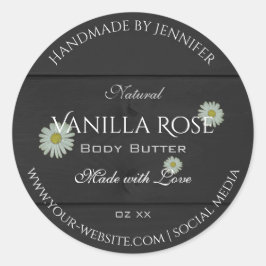 黒色木目製品包装ラベルデイジー ラウンドシール