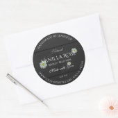 黒色木目製品包装ラベルデイジー ラウンドシール (封筒)