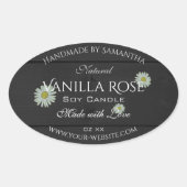 黒色木目製品包装ラベルデイジー 楕円形シール (正面)