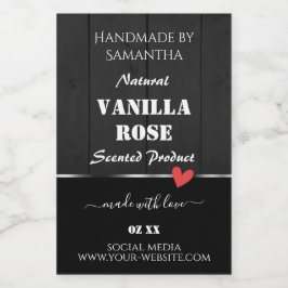 黒色木目製品包装ラベルハート フードラベル