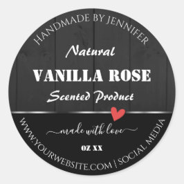 黒色木目製品包装ラベルハート ラウンドシール