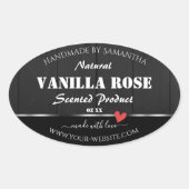 黒色木目製品包装ラベルハート 楕円形シール (正面)