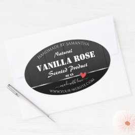 黒色木目製品包装ラベルハート 楕円形シール