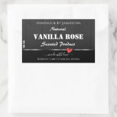 黒色木目製品包装ラベルハート 長方形シール (バッグ)