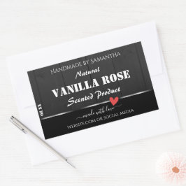 黒色木目製品包装ラベルハート 長方形シール