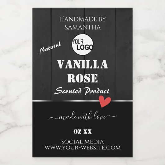 黒色木目製品包装ラベルロゴ フードラベル (シングルラベル)