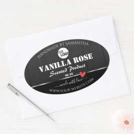 黒色木目製品包装ラベルロゴ 楕円形シール