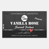 黒色木目製品包装ラベルロゴ 長方形シール (正面)