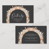 黒色植物性エレガントパンパ結婚ス詳細 エンクロージャーカード (正面/裏面)
