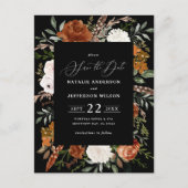 黒色植物性エレガント結婚モダン素救薬 ポストカード (正面)