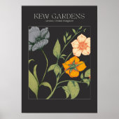 黒色植物性フローラウォールアートポスター ポスター (正面)