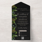 黒色植物性緑 | QRコード オールインワン招待状 (内側)