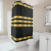 黒色無地の金ゴールドバッジパーソナライズされたカスタム シャワーカーテン (インサイチュ)