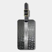 黒色爬虫性デジタルレザーシルバーメタル ラゲッジタグ (正面縦)