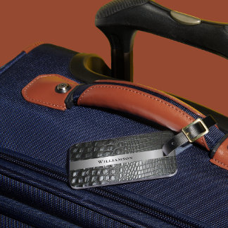 黒色爬虫性デジタルレザーシルバーメタル ラゲッジタグ