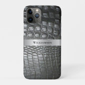 黒色爬虫性デジタルレザーシルバーメタル Case-Mate iPhoneケース (裏)