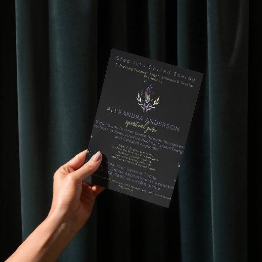 黒色神秘的なホログラフィックスピリチュアル結晶 チラシ