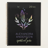 黒色神秘的なホログラフィックスピリチュアル結晶 プランナー手帳 (正面)