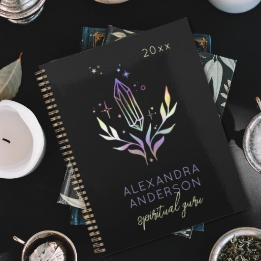 黒色神秘的なホログラフィックスピリチュアル結晶 プランナー手帳