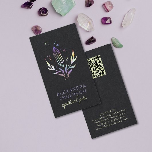 黒色神秘的なホログラフィックスピリチュアル結晶 名刺