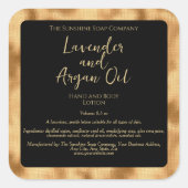 黒色織金箔化粧品用ボトルラベル スクエアシール (正面)