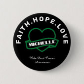 黒色胆管がん認識度グリーンハート 缶バッジ (正面)