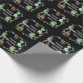 黒色背景の恐竜の誕生日パーティー ラッピングペーパー (角)