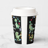 黒色背景の恐竜の誕生日パーティー 紙コップ (右)