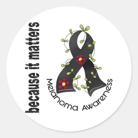 黒色腫皮膚がん花輪3 ラウンドシール (正面)
