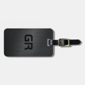 黒色艶消しアルミニウムのモノグラミングテクスチャ3 ラゲッジタグ (正面横)