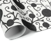 黒色花柄ラッピング紙 ラッピングペーパー (ロールコーナー)