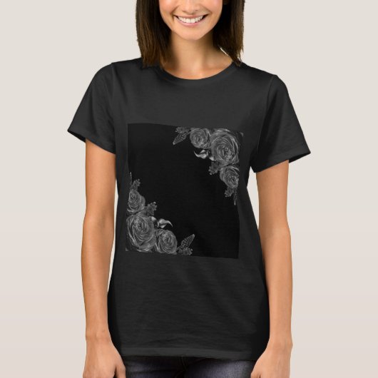 黒色花組成物 Tシャツ (正面)