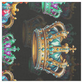 黒色装飾冠王室の模様織物 ファブリック (クローズアップ)