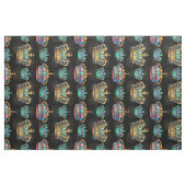 黒色装飾冠王室の模様織物 ファブリック (ファットクウォーター)