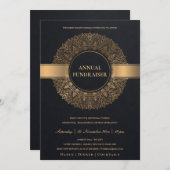 黒色金ゴールドマンダ華美ラ企業のパーティーイベント 招待状 (正面/裏面)