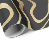 黒色金ゴールド液渦抽象デザイン ラッピングペーパー (ロールコーナー)