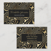 黒色金ゴールド液渦抽象デザイン 名刺 (正面/裏面)