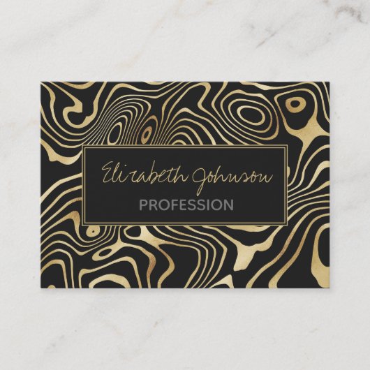 黒色金ゴールド液渦抽象デザイン 名刺 (正面)