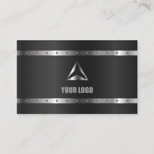 黒色金属光沢シルバーモノグラモダンム 名刺 (正面)