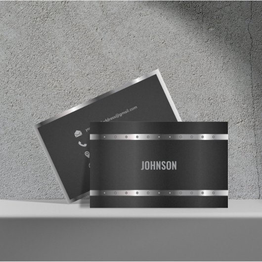 黒色金属光沢シルバーモノグラモダンム 名刺