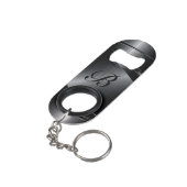 黒色金属幾何学模様デザインモノグラム キーホルダー栓抜き (裏面アングル)