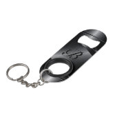 黒色金属幾何学模様デザインモノグラム キーホルダー栓抜き (正面アングル)